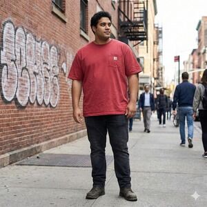 Carhartt‎ Pocket T-Shirt Mens 3XL Red Distressed Thrashed Workwear Tee K87 Faded